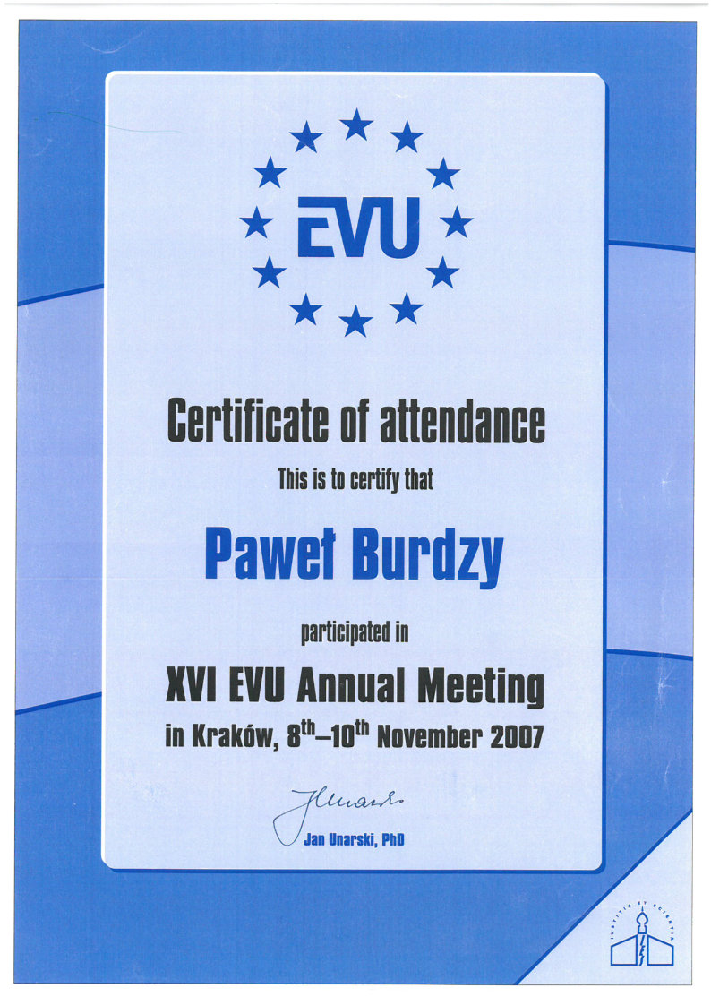  Certyfikat EVU