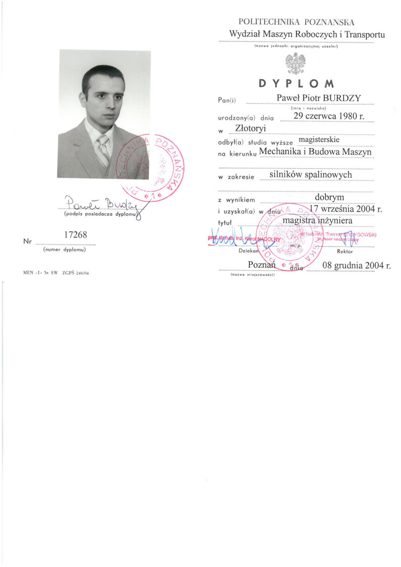 Dyplom Politechnika Poznańska
