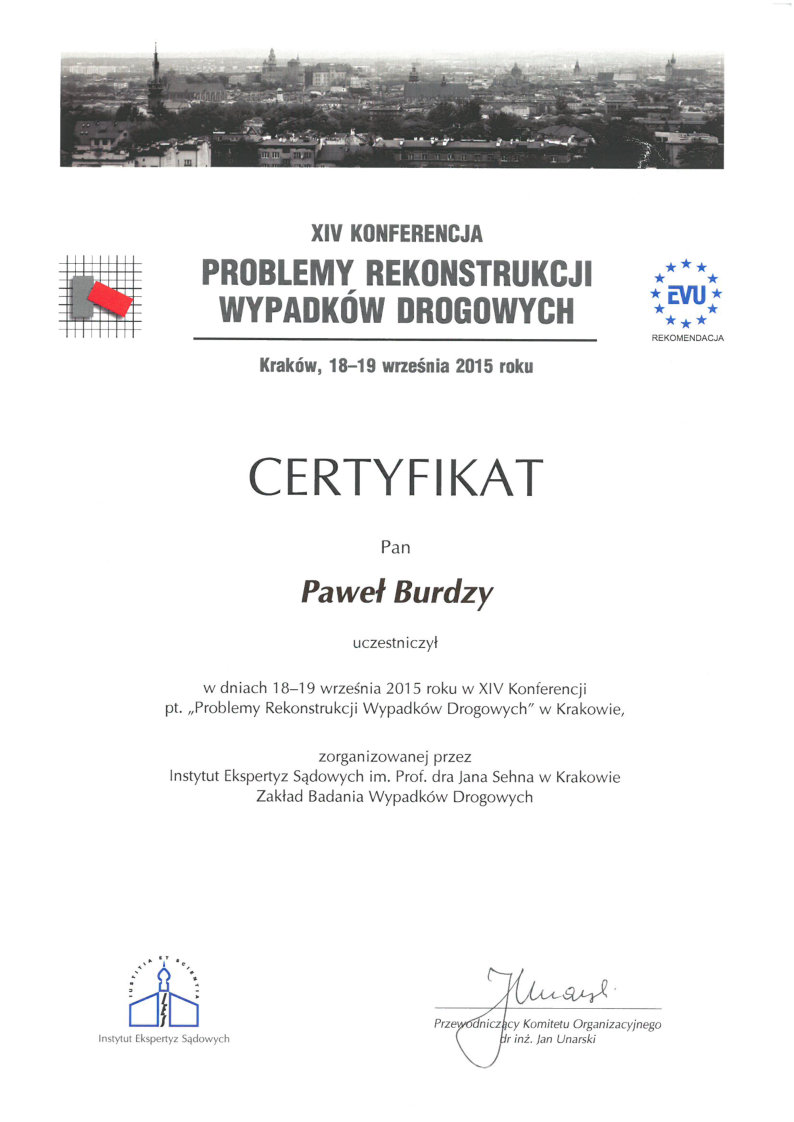  XIV konferencja Problemy rekonstrukcji wypadków drogowych