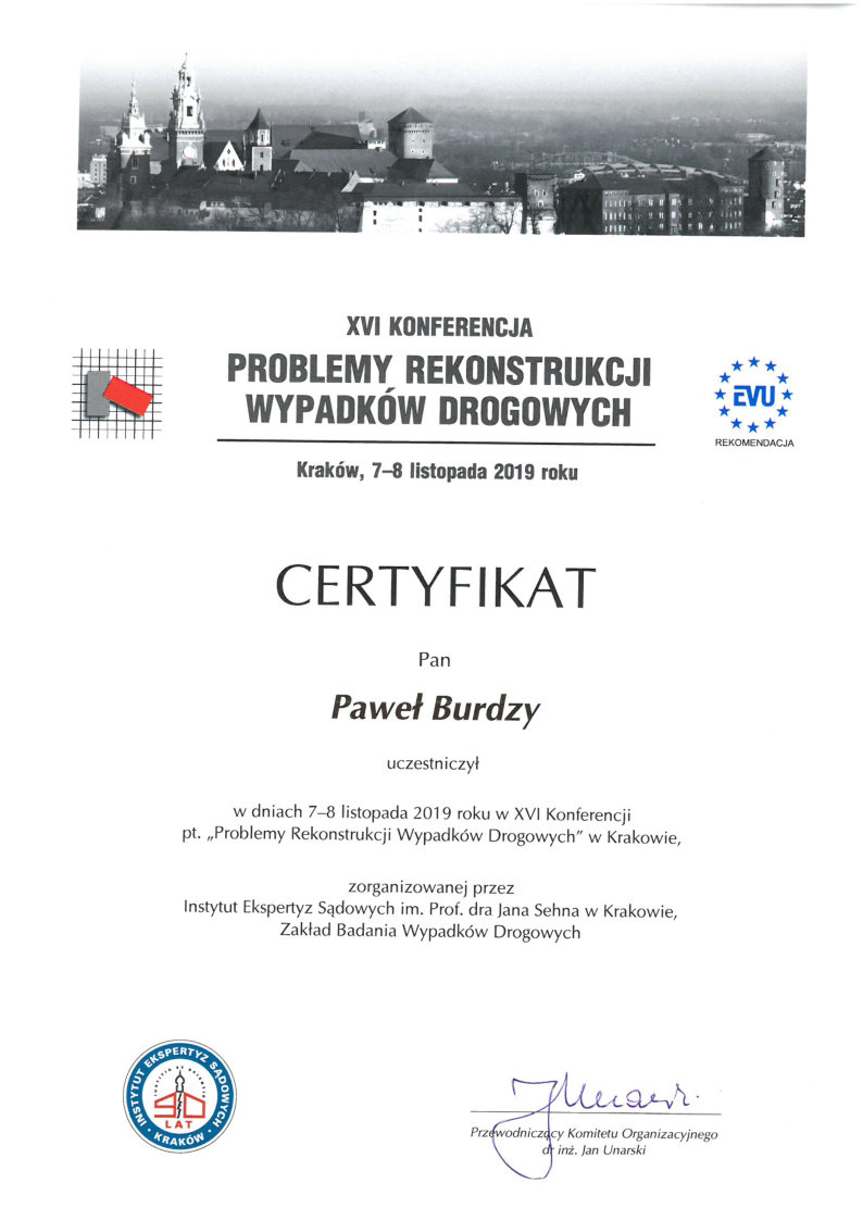 XVI konferencja Problemy rekonstrukcji wypadków drogowych